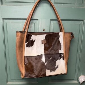 STS Ranchwear Cowhide Patchwork large Tote